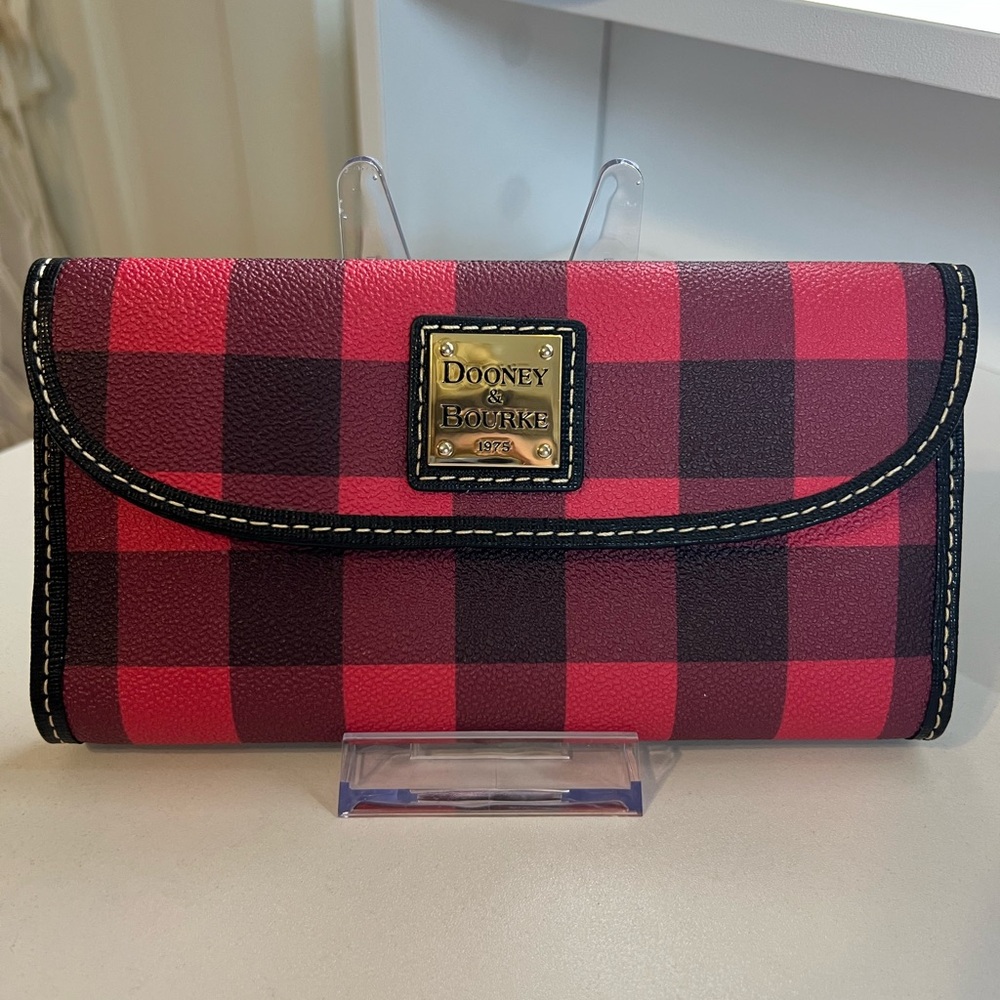 Dooney & Bourke Tucker Continental Clutch Wallet Red Buffalo Plaid Pattern - Picture 4 of 12